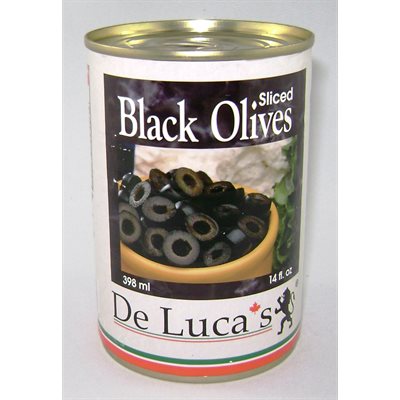 De Luca's Black Sliced Olives 12 / 398ml
