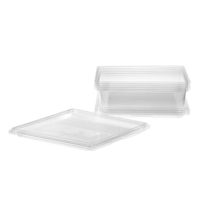 0110153065 Party Tray Square Clear w / High Dome 12"x12" 65's