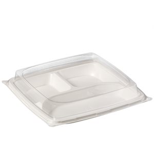 0065050100IPM Square Ivory 3 Compartment Plate 550ml 100's